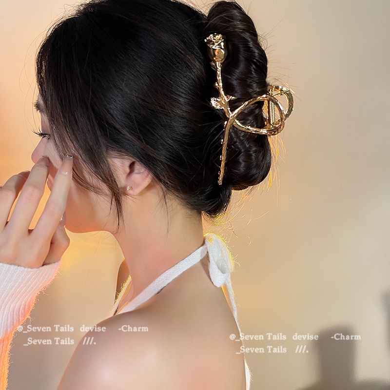 Kẹp Bắt Cá Mập Bằng Kim Loại Màu Vàng / Bạc Thanh Lịch Cho Nữ