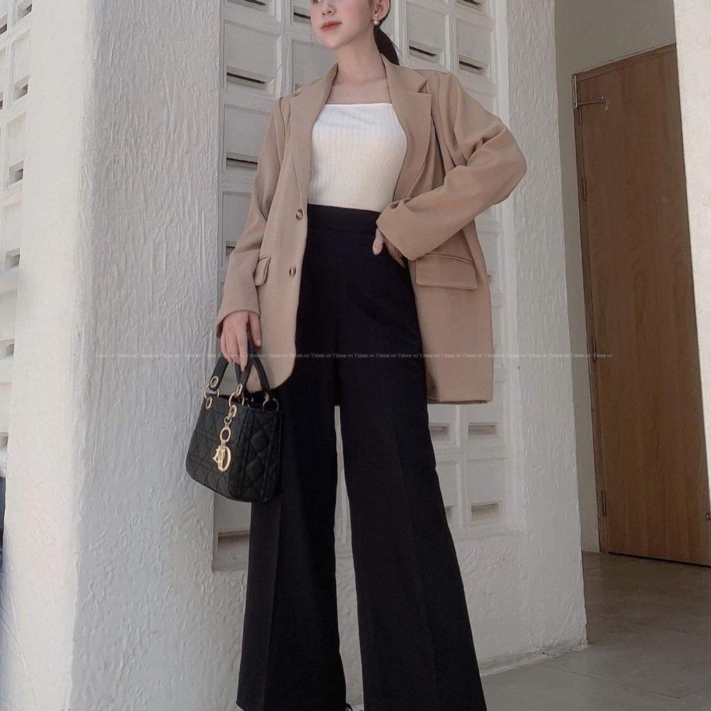 Áo Khoác Blazer Cao Cấp Dáng Dài Vạt Bầu Style Hàn Quốc