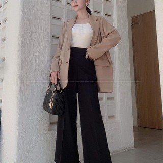 Áo Khoác Blazer Cao Cấp Dáng Dài Vạt Bầu Style Hàn Quốc