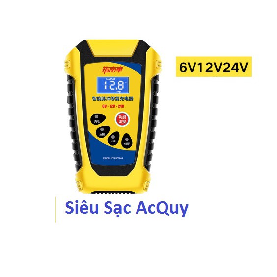 Bộ sạc acquy tự động nhận bình 6v,12v,24v - 4Ah đến 200Ah - Sạc ắc quy