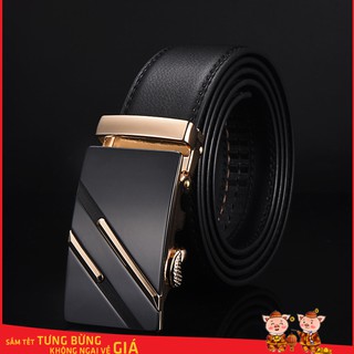 Thắt lưng nam- Dây nịt da nam khóa tự động mặt mạ Crom cao cấp