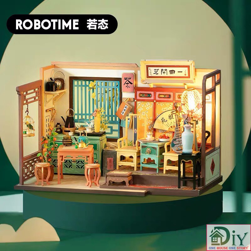 Nhà búp bê bằng gỗ DIY Robotime Rolife tự lắp ghép lắp ráp | QUÁN TRÀ  - Quà tặng trang trí sáng tạo