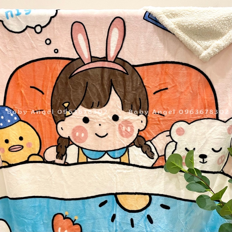 Chăn lông cừu loại dày cho bé, chăn dày, mịn, hình siêu xinh