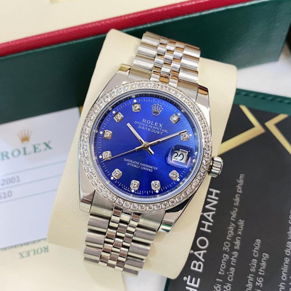 Đồng hồ nam Rolex mặt tròn đính viền đá máy cơ automatic dây kim loại cao cấp DH560 phukien62 | BigBuy360 - bigbuy360.vn