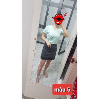 Áo thun nữ trơn cổ tim