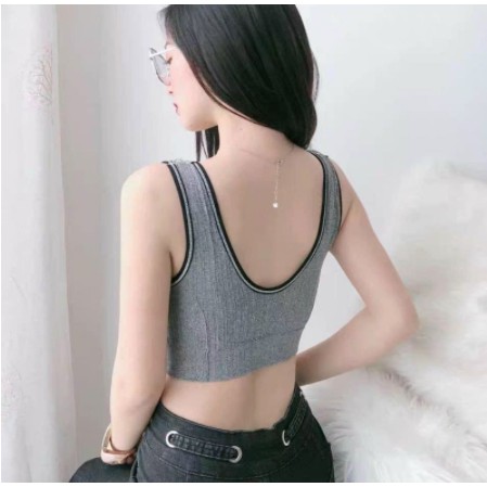 Áo tập gym yoga kèm đệm mút dáng thể thao chất MUỐI TIÊU co dãn thoải mái ôm người