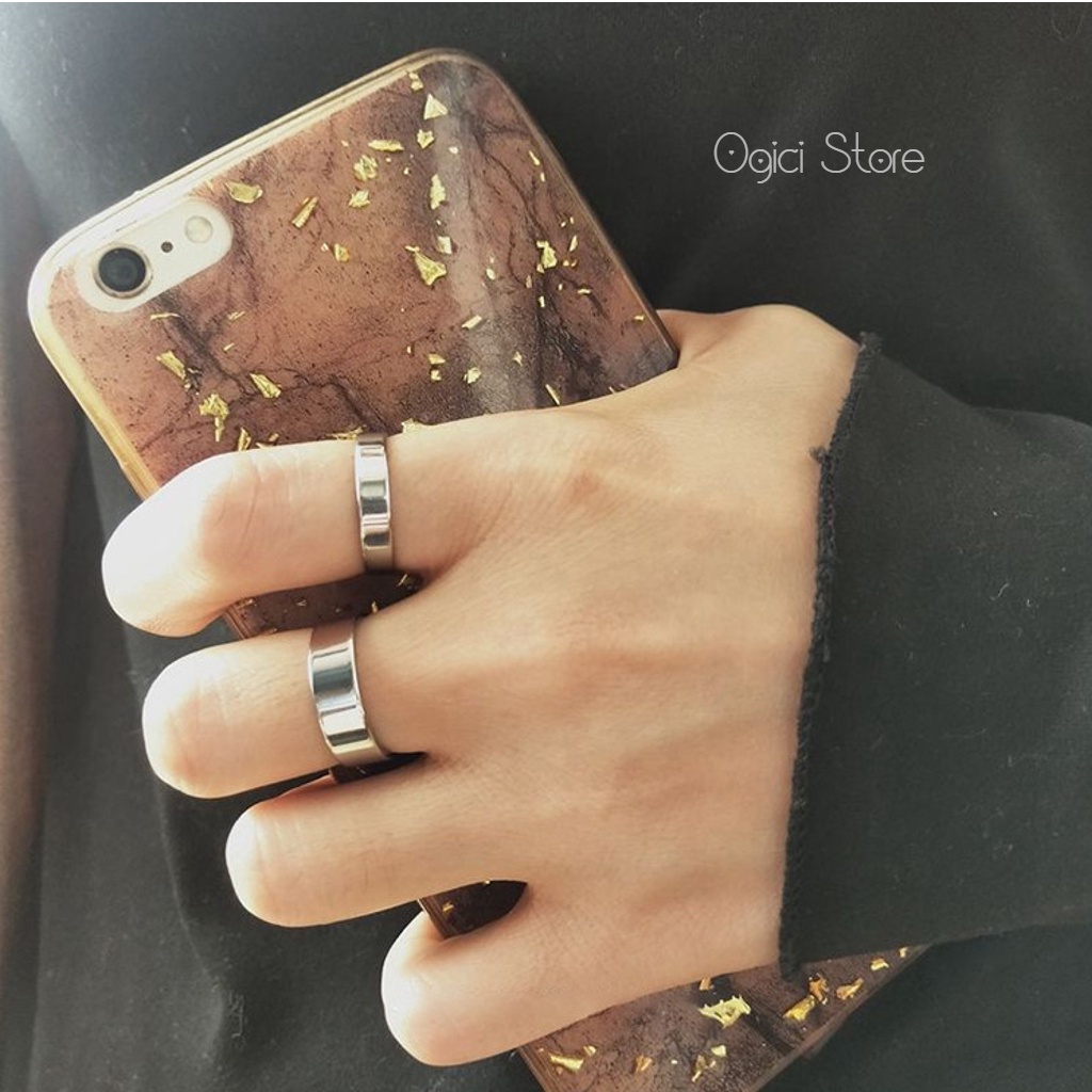 Nhẫn trơn cá tính phong cách hiphop thời trang hàn quốc, Nhẫn nam nữ titan không gỉ, Unisex