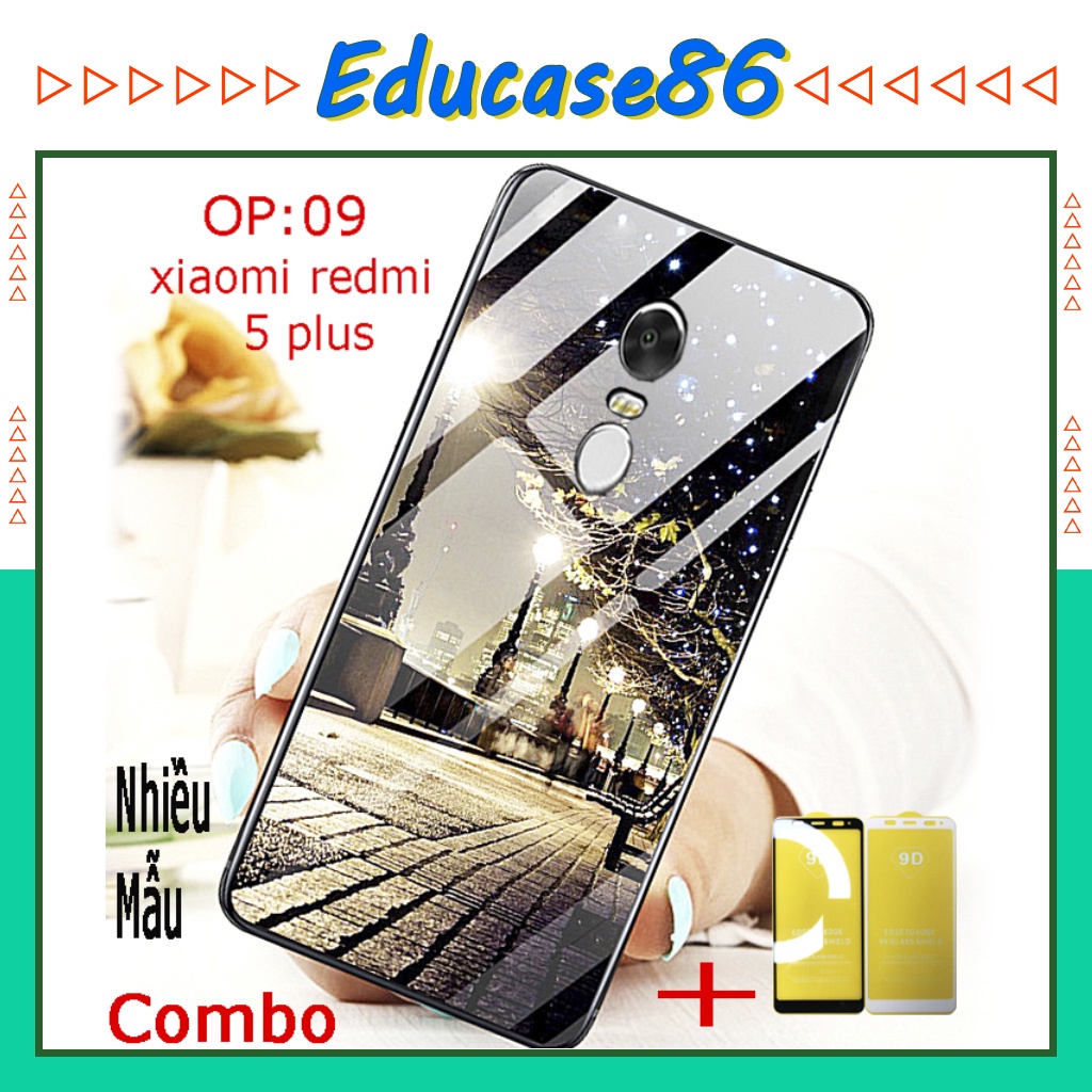 Combo Ốp lưng Kính 3D Xiaomi Redmi 5 Plus Sang trọng (TẶNG KÈM 1 kính cường lực full màn hình )