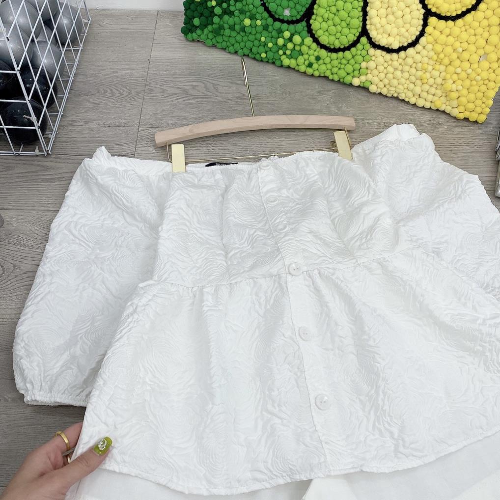 [ 𝐅𝐑𝐄𝐄 𝐒𝐇𝐈𝐏 ]  SET ÁO TRỄ VAI XỐP NỔI QUẦN ĐÙI XIN Ạ