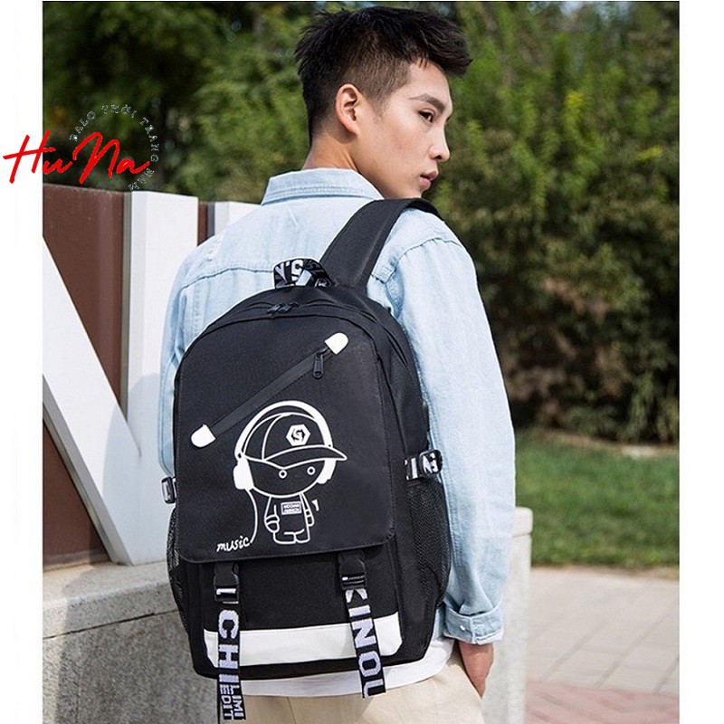 Balo laptop 15.6 inch Huna đi học thời trang, balo nam chống nước có phản quang