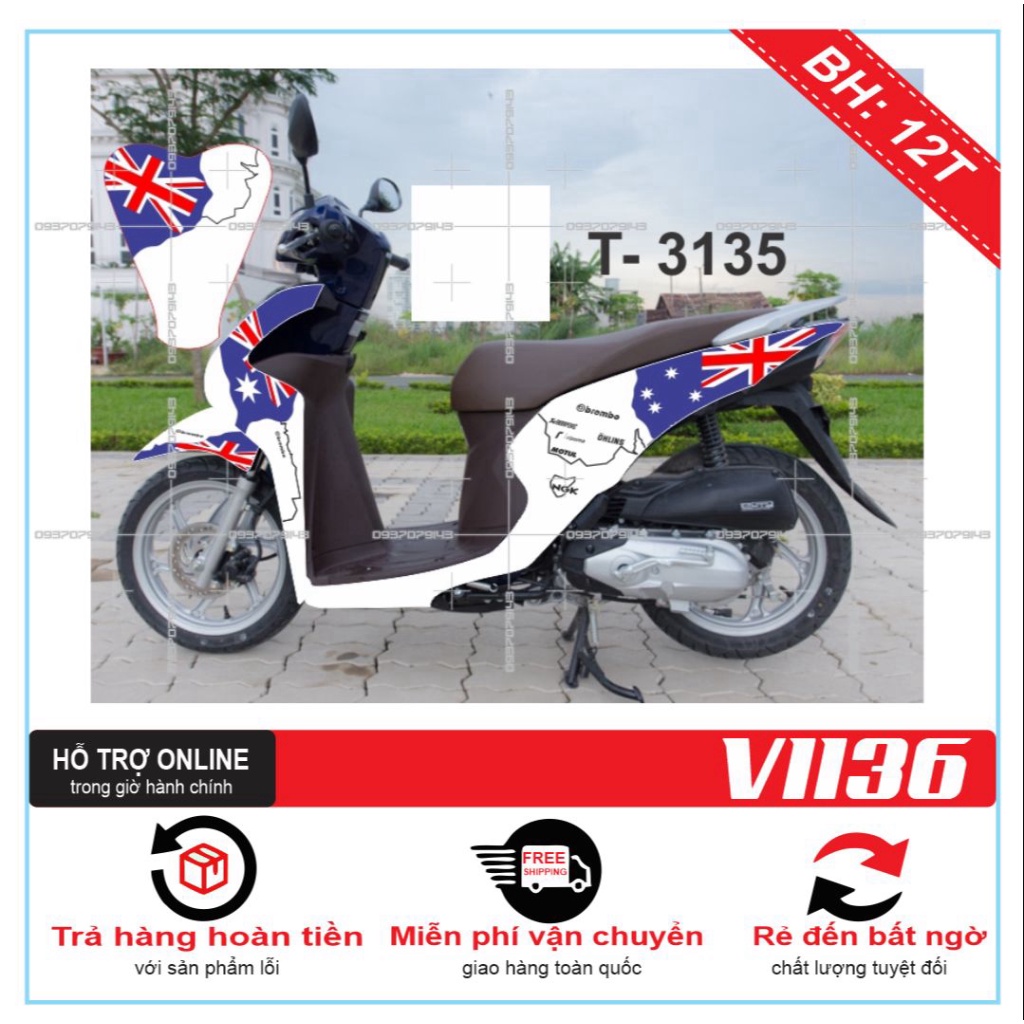 TEM TRÙM XE VISION 2016 CỜ ANH -- SHIN DECAL 2