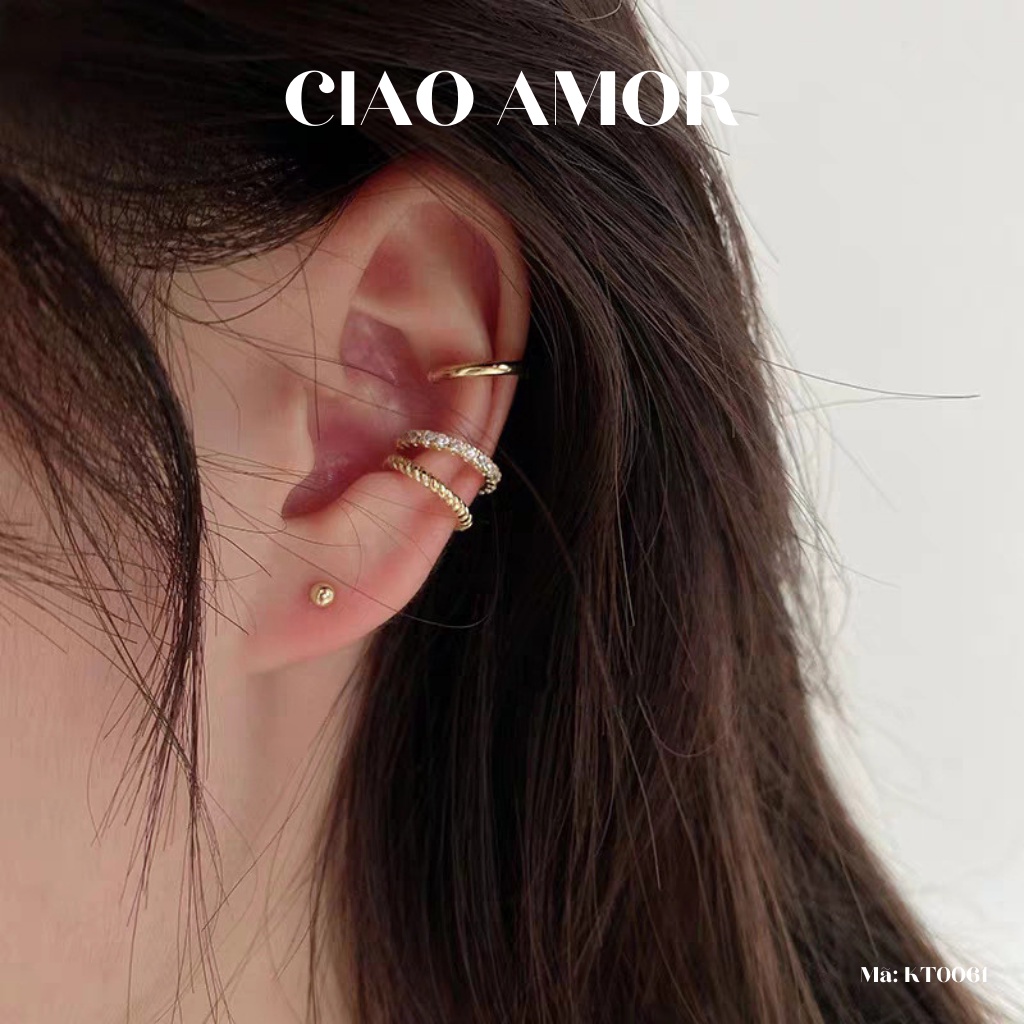 Khuyên tai nữ, bông tai nữ kẹp vành tròn Trang sức Ciao Amor - Mã KT0061
