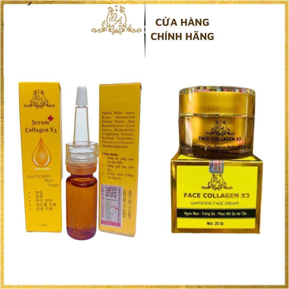 Combo Kem Face Collagen X3 Luxury + Serum Colagen X3
