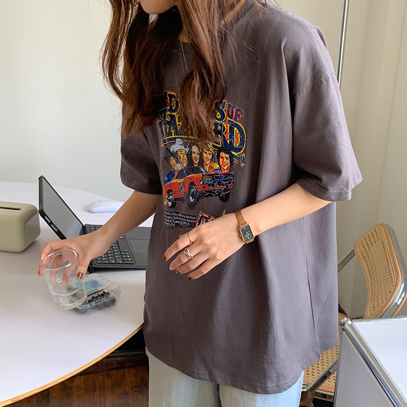 Áo Thun Tay Ngắn In Hình Phong Cách Retro Thời Trang Dành Cho Nữ