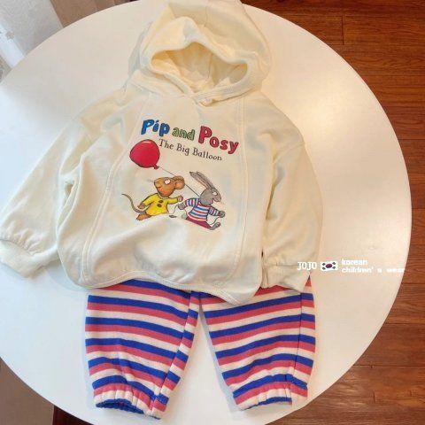 Set Đồ Thể Thao 2 Món Áo Hoodie In Hoạt Hình + Quần Dài Thời Trang Mùa Thu Phong Cách Hàn Quốc Cho Bé Trai Và Gái