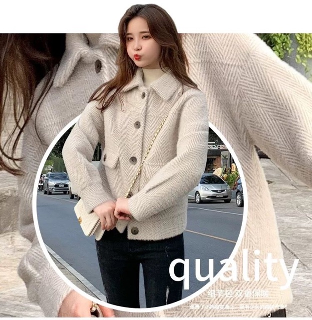 Áo khoác len lông nữ