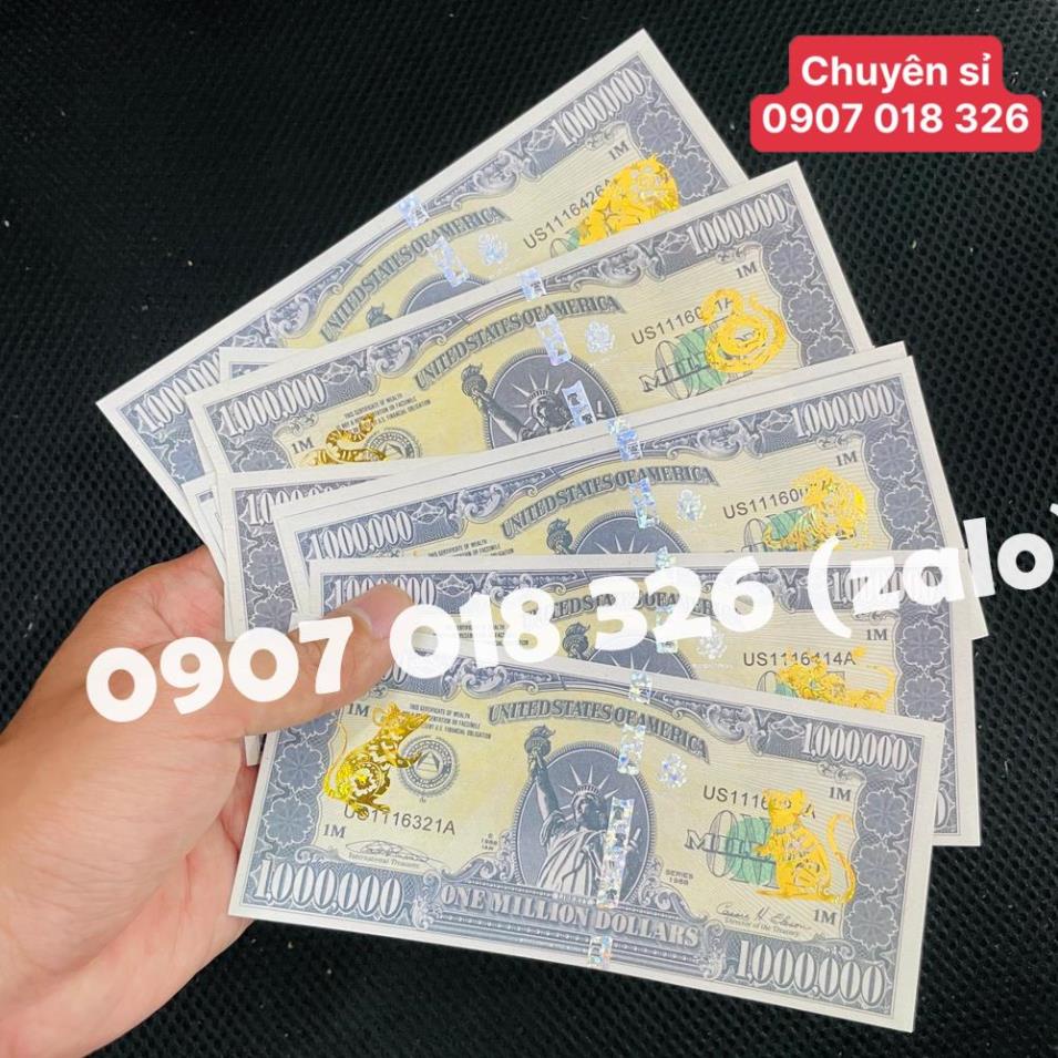 Tờ Triệu Đô 12 Con Giáp Mạ Vàng, Siêu Cấp Mỹ Có Bảo An Chống Giả, 1 Triệu Usd Kỉ Niệm, tặng bao lì xì
