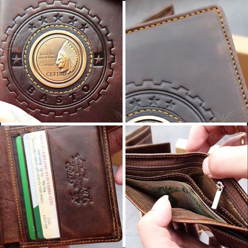 Ví nam Cef03, bóp da bò nappa cao cấp siêu bền dáng đứng thiết kế nhỏ gọn nhiều ngăn bảo hành 06 tháng - Fox Leather