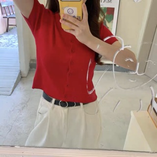 Áo len cổ tròn cúc dáng basic 7207 Ulzzang style 🌸 Hàng Quảng Châu