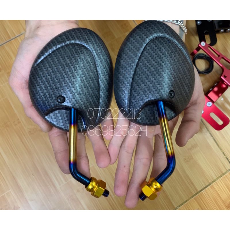 Gương Chiếu Hậu Tai Thỏ Titan Carbon - Kính xe máy (giá 1 đôi)