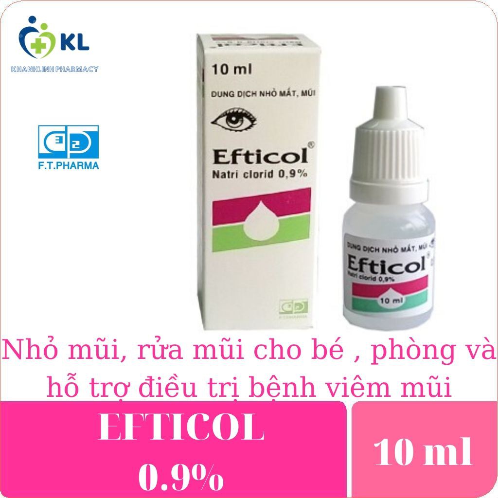 Nước Muối Sinh Lý EFTICOL-Hỗ trợ trị nghẹt mũi, sổ mũi, viêm mũi do dị ứng,Nhỏ mắt hoặc rửa mắt, chống kích ứng mắt