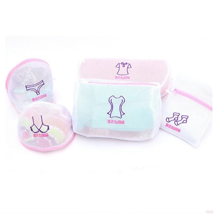 Set 5 túi giặt quần áo loại dày- Túi lưới bảo vệ quần áo chuyên sâu in hình nhận biết 101257