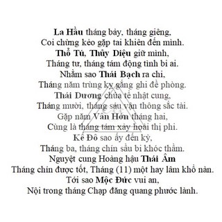 BÀI VỊ CÚNG SAO - VÂN HỚN (VÂN HÁN)