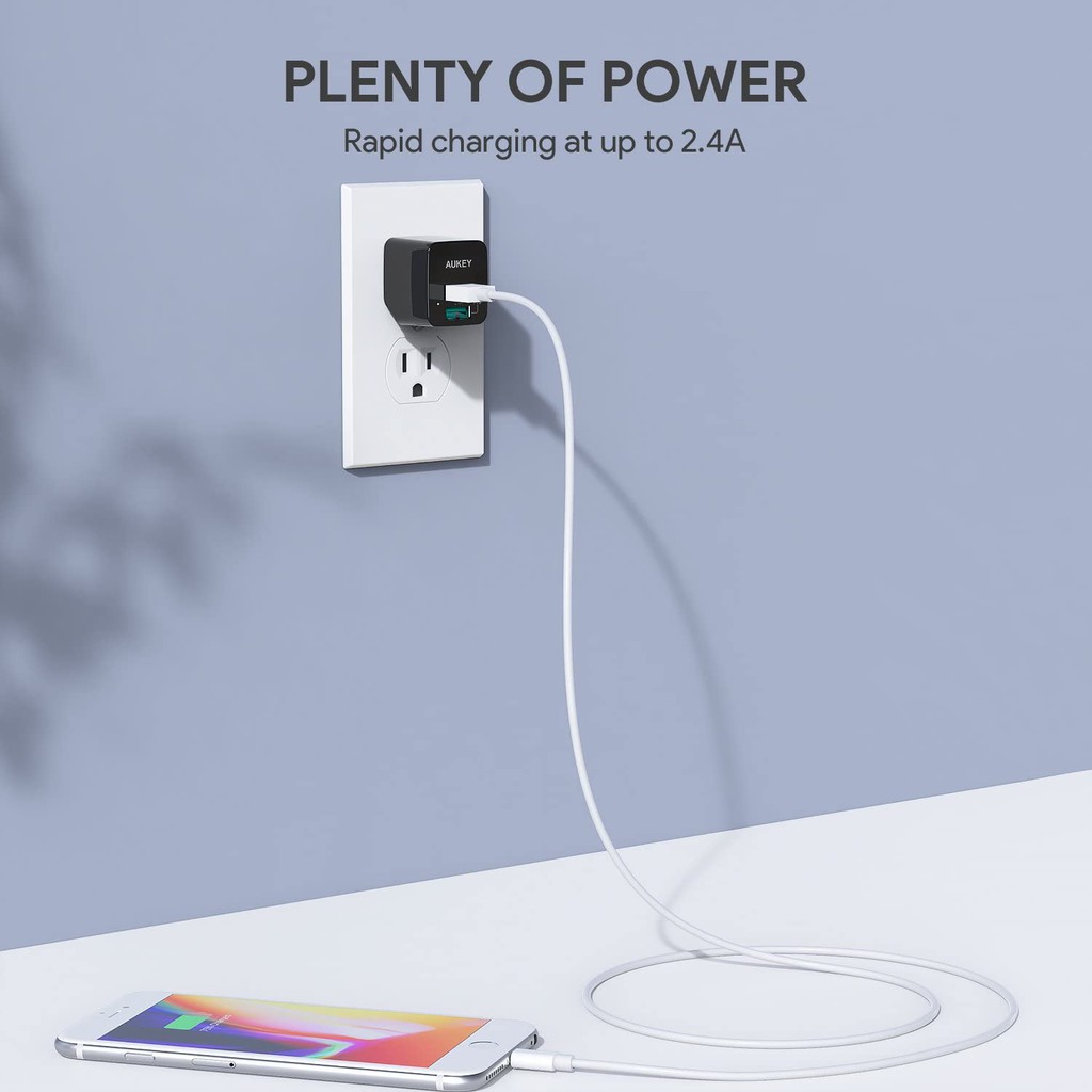 Sạc 2 Cổng Aukey PA-U32 2.4A AiPower Chính Hãng