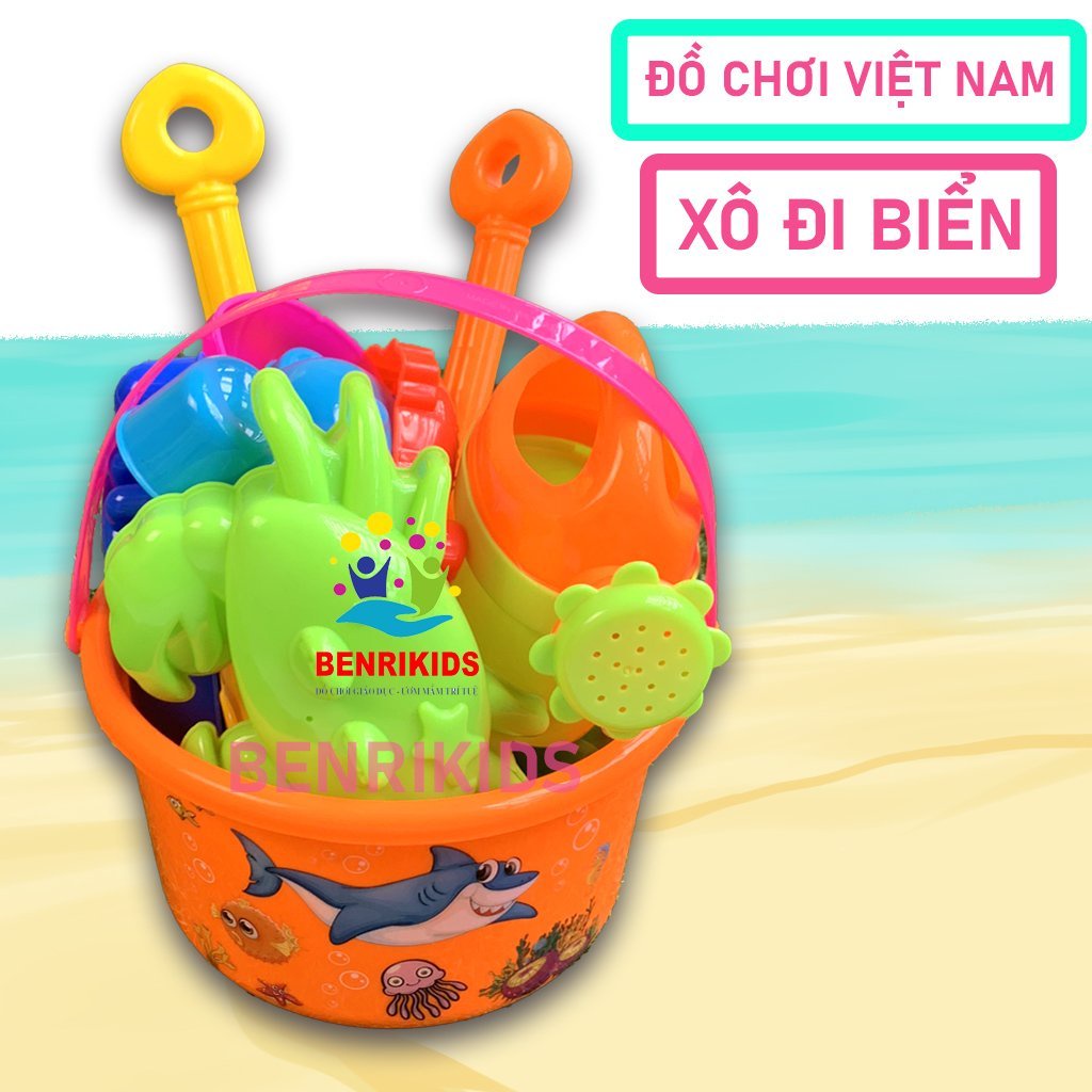 Đồ Chơi Du Lịch Bãi Biển Dụng Cụ Xúc Cát Kèm Khuôn Tạo Hình Sinh Vật Biển Benrikids