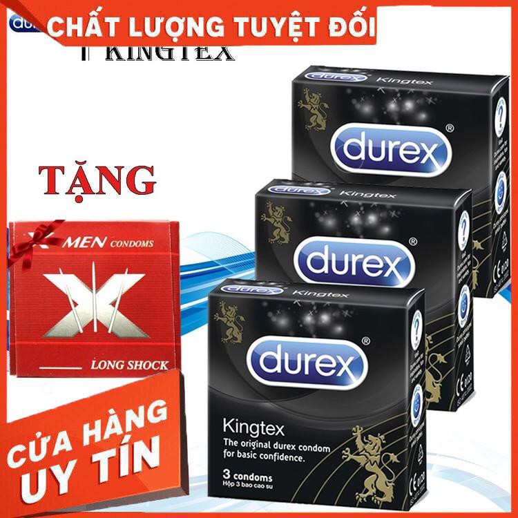 ComBo 3 Hộp Bao Cao Su Durex Kingtex|| Ôm Sát, Siêu Mỏng, Trơn, Không Mùi - Hàng nhập khẩu