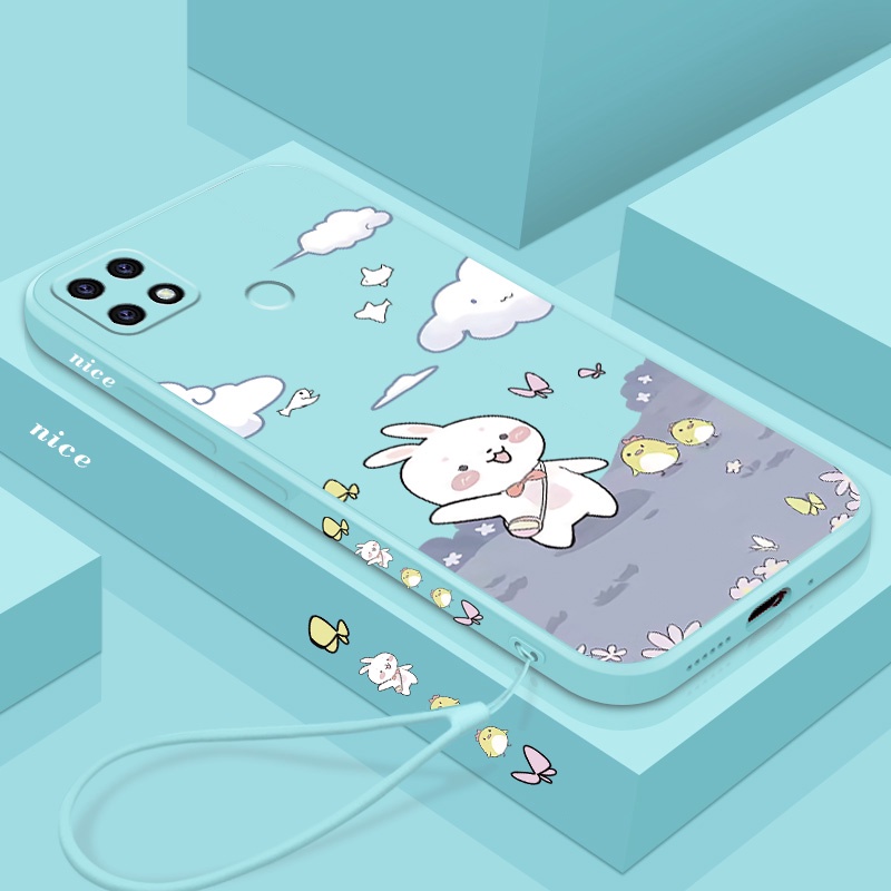 Ốp Điện Thoại Silicon Mềm Hình Thỏ / Gà Có Dây Đeo Cho Realme c25 c25s c12 c15 c21y c25y