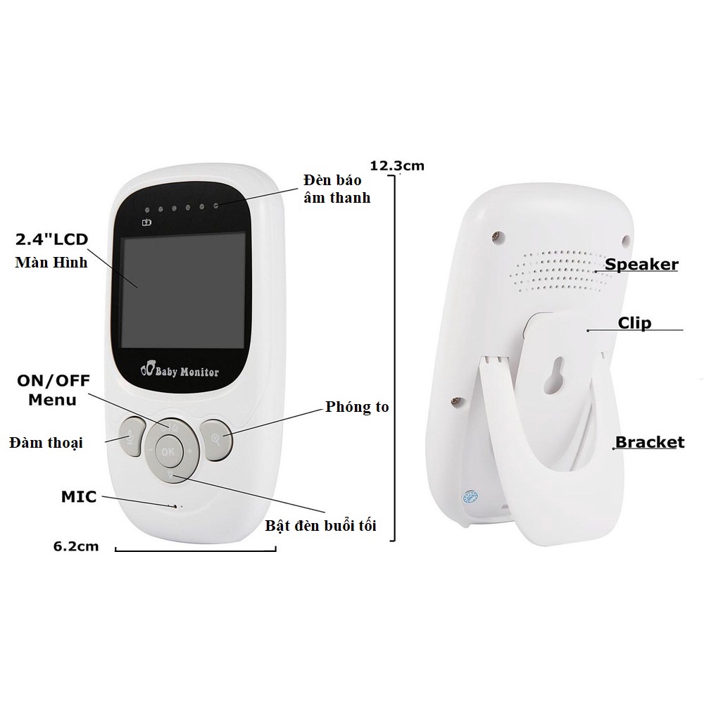 Máy báo khóc Baby Monitor JP808 PRO camera giám sát bảo vệ an toàn cho trẻ không dây, tín hiệu bắt xa ổn đinh