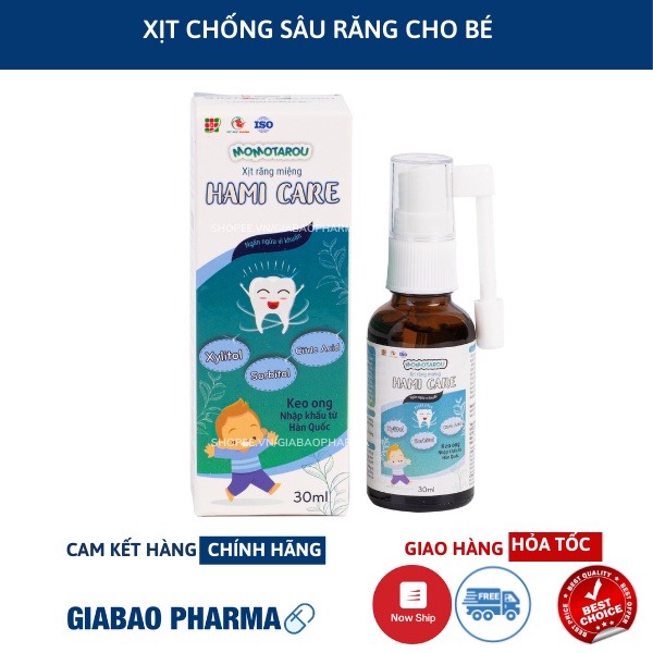 Xịt chống sâu răng Hami Care cho bé giúp chăm sóc răng miệng, ngăn ngừa cảm cúm cho trẻ em từ 1 tuổi (Chai 30ml)