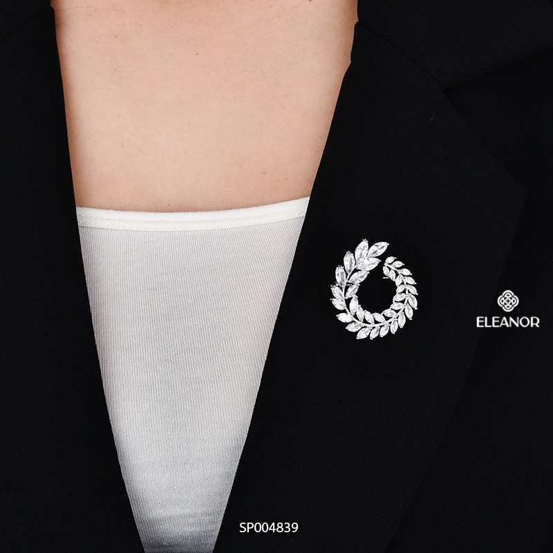 Ghim cài áo nam nữ Eleanor Accessories hình vòng nguyệt quế đính đá phụ kiện thời trang 4839