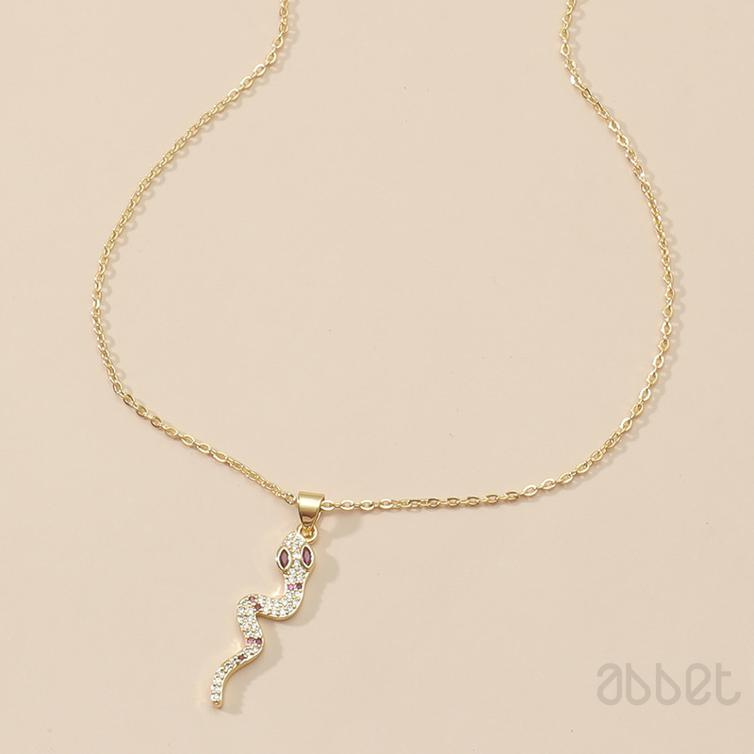 [Abbet] Thời trang thời trang nữ trang cá sức tính Hình rắn mặt dây chuyền Vòng cổ kim cương siêu nhỏ 572
