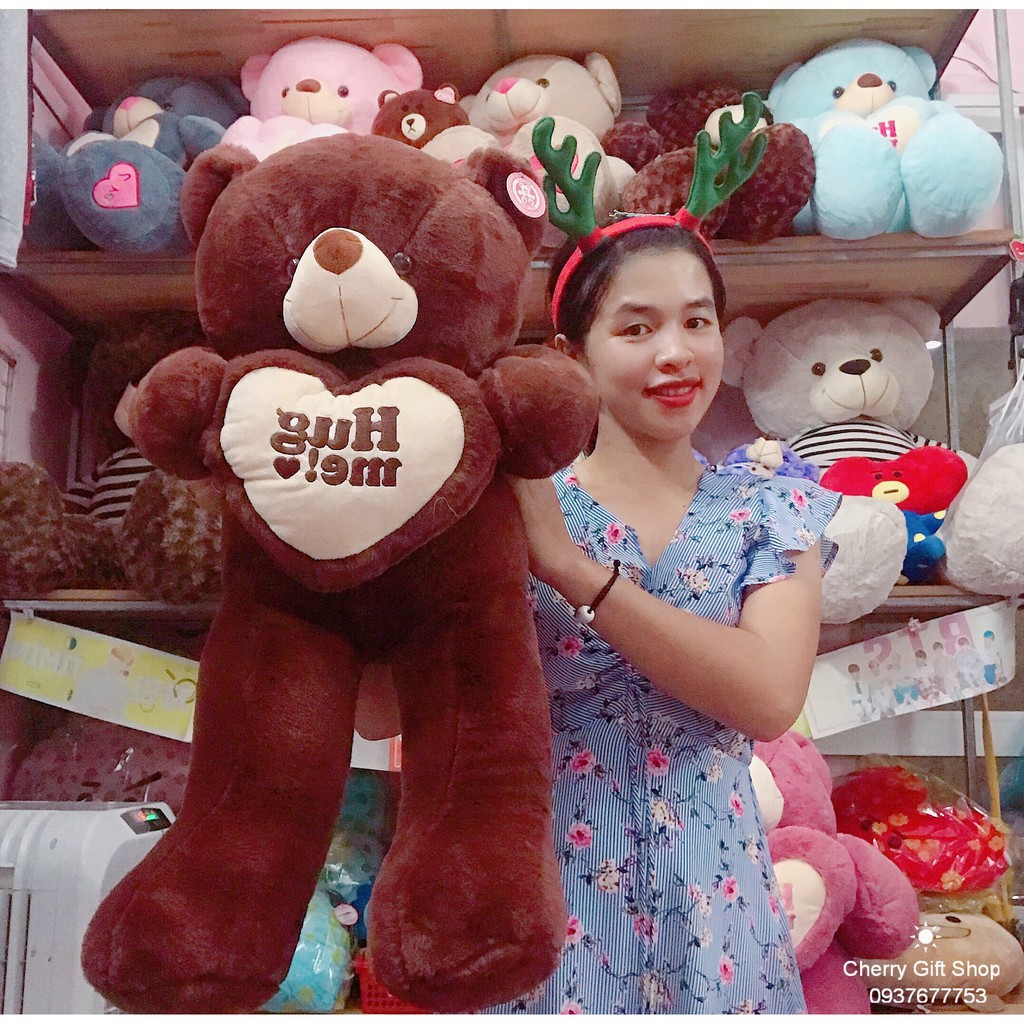 Gấu Bông Teddy Ôm Tim Cao Cấp 90cm Ảnh Shop Chụp - Cherry Gift Shop