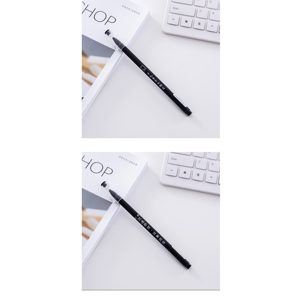 Bút bi gel 0.38mm mực đen có nắp thiết kế đơn giản dễ thương đa dụng