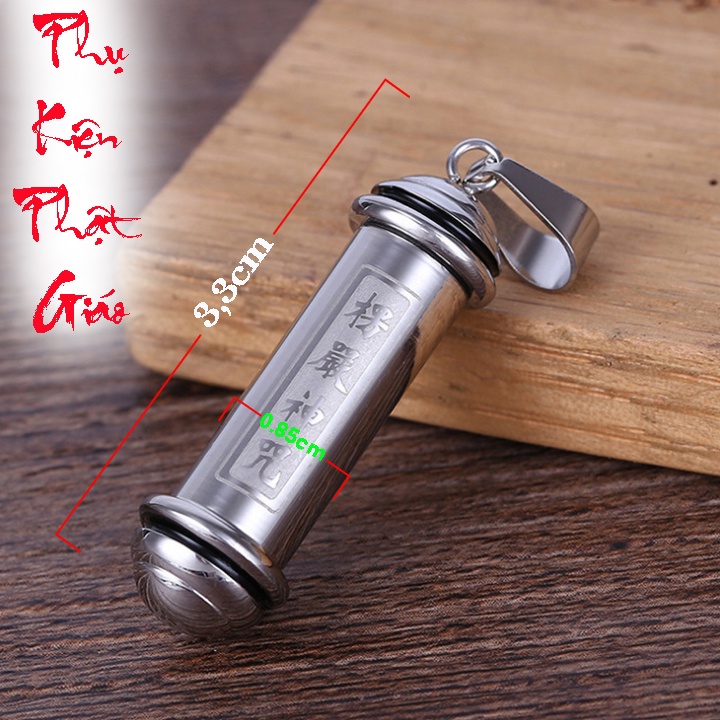 Dây chuyền trụ rỗng chú lăng nghiêm bằng inox sáng bóng, không đen, không gỉ đem lại bình an may mắn cho người đeo