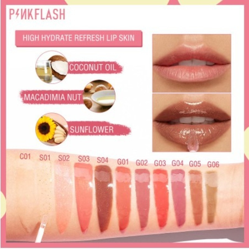 Son bóng dưỡng môi PINKFLASH OhMyGloss 11 màu tùy chọn chăm sóc môi tạo đôi môi căng mọng