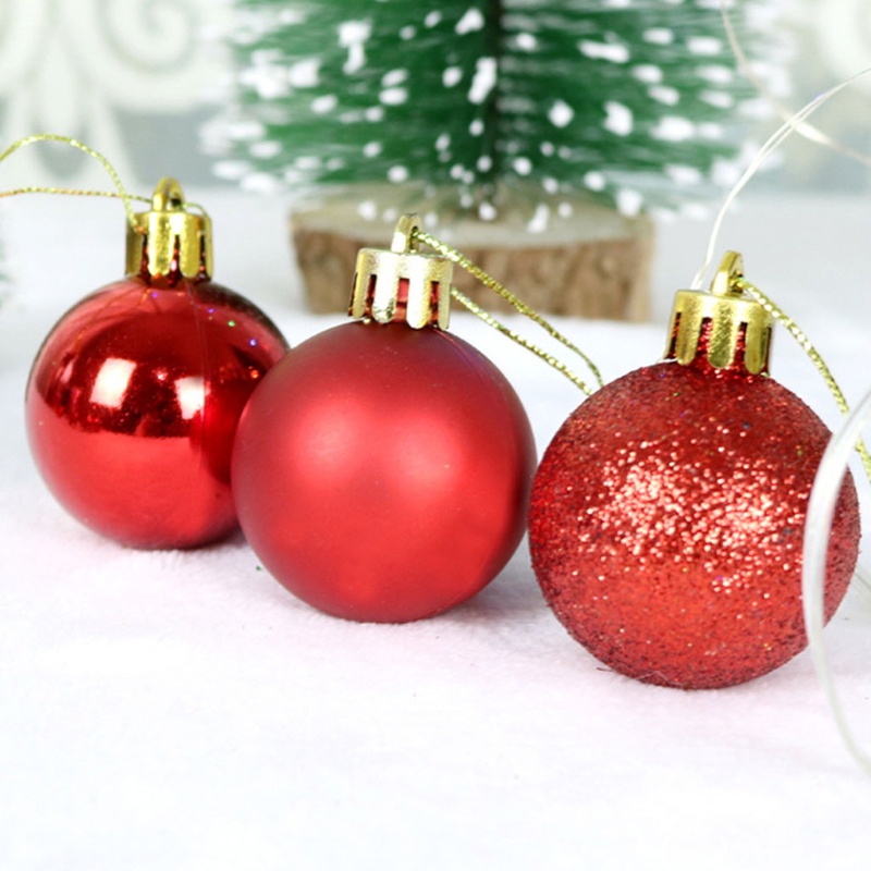 Bộ 24 Quả Châu 4/6/8cm Lấp Lánh Trang Trí Cây Thông Noel