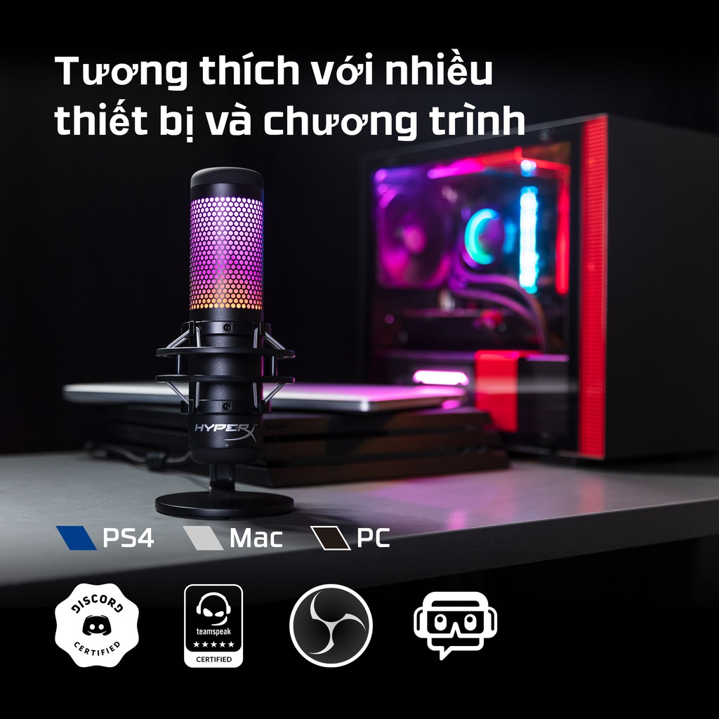 [Mã ELMALLCOIN hoàn 8% xu đơn 500k] Thiết bị thu âm HyperX QuadCast S Led RGB HMIQ1S-XX-RG/G | BigBuy360 - bigbuy360.vn