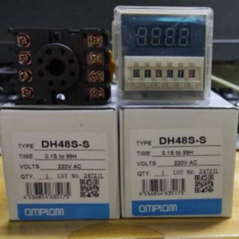 Rơle thời gian, hẹn giờ tắt DH 48S-S, Timer DH48 1Z , 2Z , rơle đảo chiều 2 thiết bị (GỒM ĐẾ 8 CHÂN TRÒN)