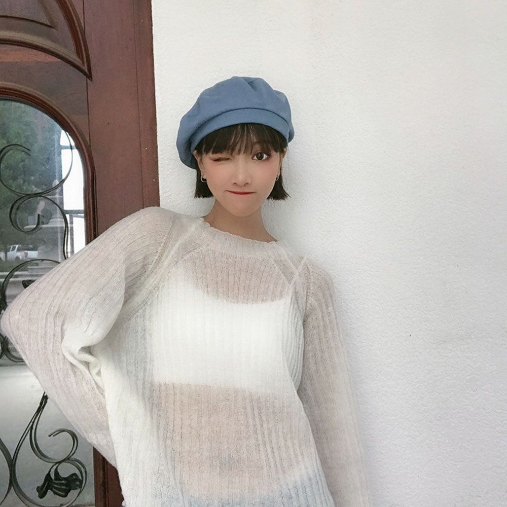 Mũ beret vải thời trang cao cấp cotton co giãn màu sắc đơn giản phong cách cổ điển Pháp cho nữ