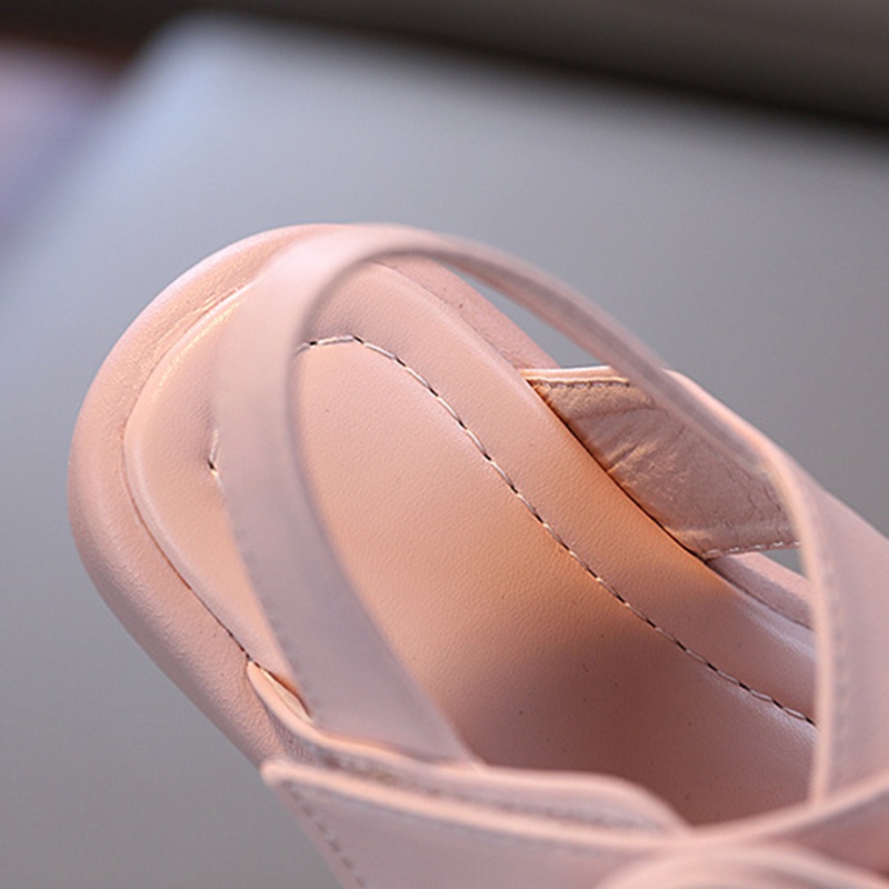 Xăng đan Đế Mềm Chống Trượt Màu Trơn Đính Nơ Đơn Giản Thoải Mái Cho Bé Gái