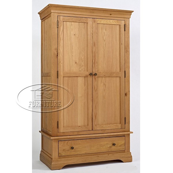 Tủ áo gỗ sồi 2 cánh 1 hộc chỉ chân đế CMR: 112 x 58 x 192