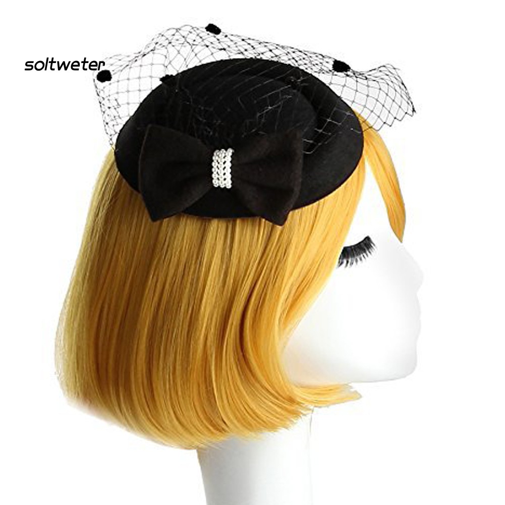 Kẹp Tóc Hình Nón Phối Lưới Đính Ngọc Trai Giả Thời Trang Cho Nữ