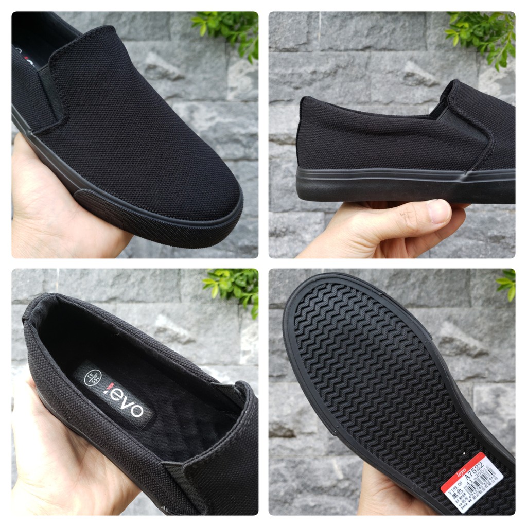 Slip on nam - Giày lười vải nam LEYO - Chất liệu vải polyester màu (đen) full và (xanh) than full - Mã SP A7522 | BigBuy360 - bigbuy360.vn