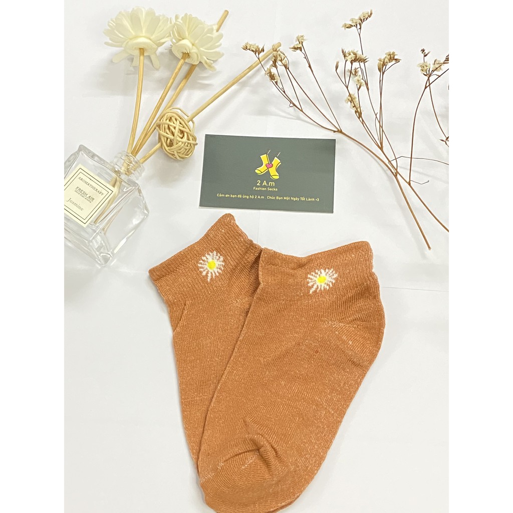 Tất Vớ Cổ Ngắn Nam Nữ Mắt Cá Hoạ Tiết Bông Hoa Unisex Hàn Quốc