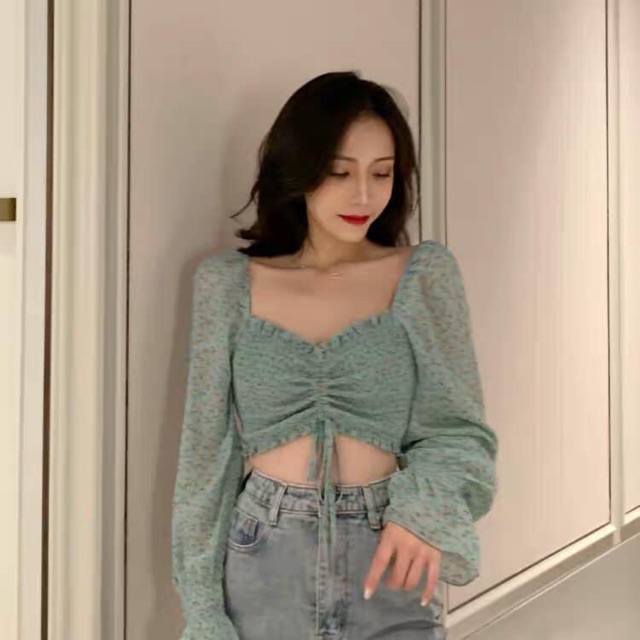 Áo croptop nhún ngực ♥️