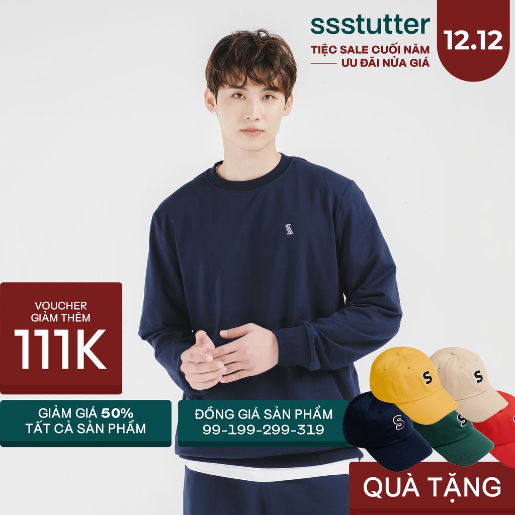 Áo nỉ tay dài thêu logo SSSTUTTER phong cách hàn quốc SSS Sweatshirt